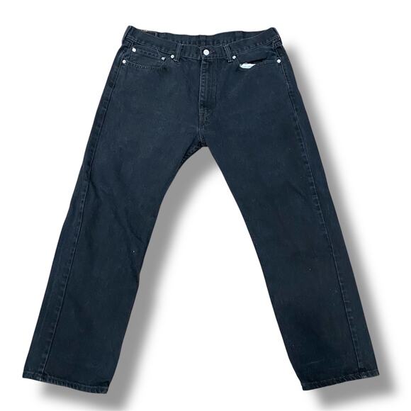 Levi's 505 Black Denim Jeans 38 X 30 Straight Leg Regular Fit High Rise Waist - Picture 1 of 8